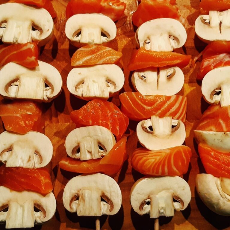 Receta de brocheta de salmón