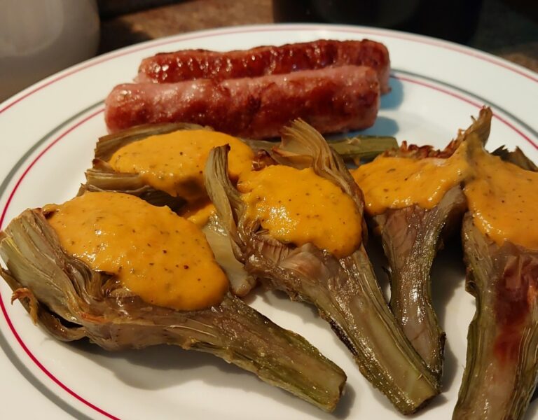 ALCACHOFAS AL HORNO CON SALSA DE TOMATE CHERRY