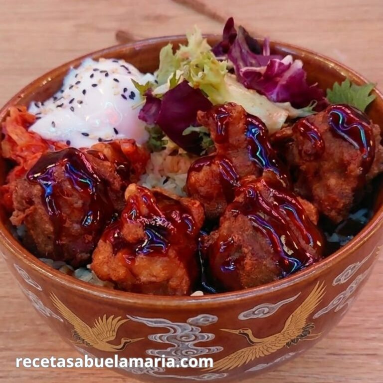 Karaage Don plato japonés: receta tradicional fácil y sabrosa