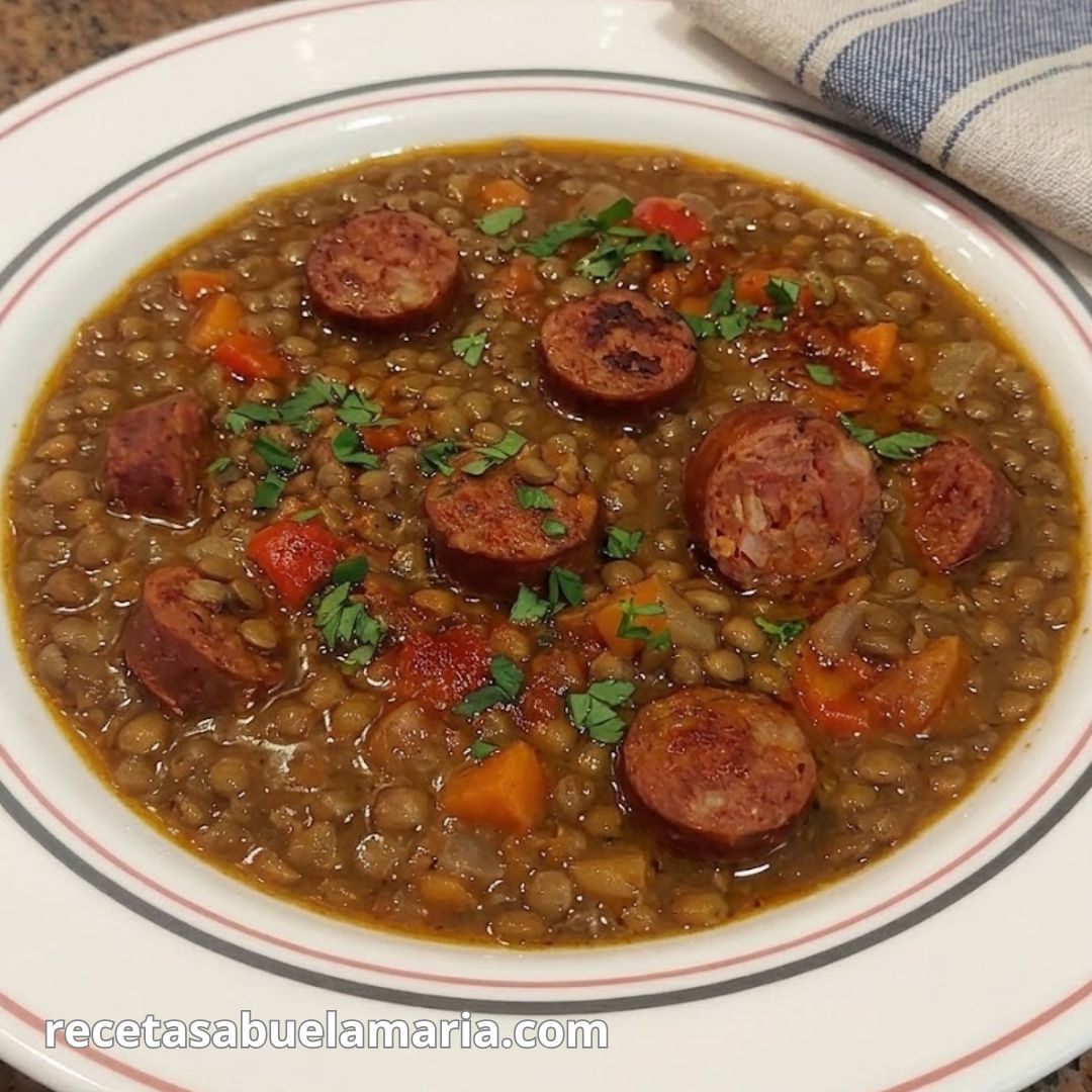 Lentejas con chorizo receta tradicional fácil y económica