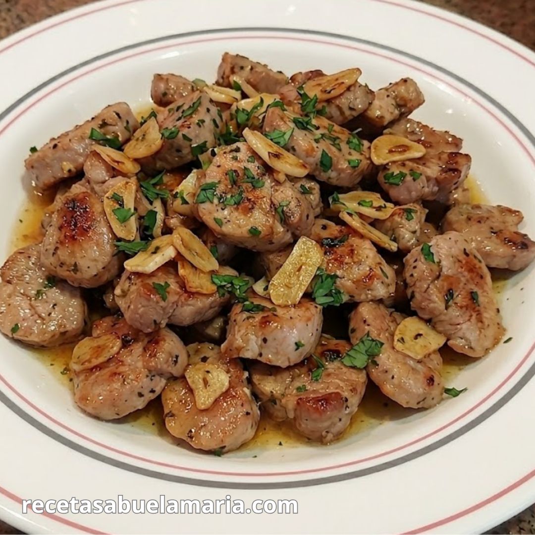 Solomillo de cerdo al ajillo jugoso y fácil de hacer