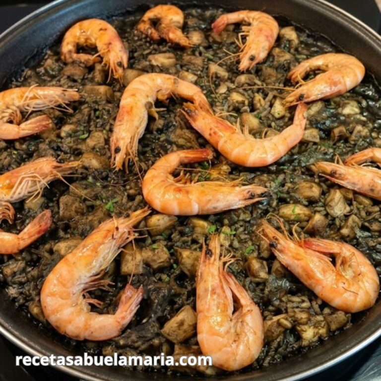 Arroz negro de sepia y langostinos receta fácil de la abuela María