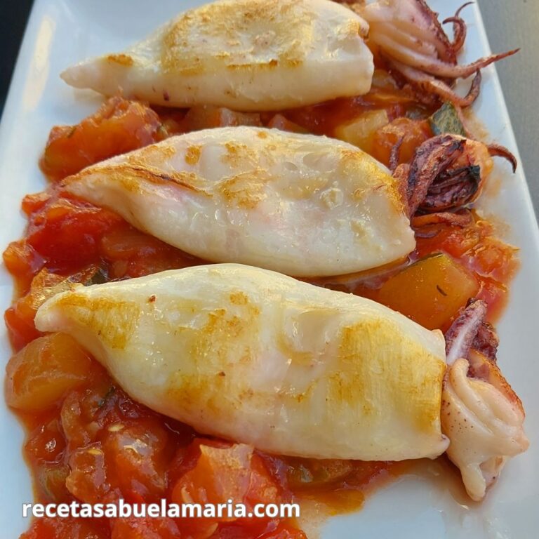 Chipirones a la plancha con verduras asadas receta de aperitivo